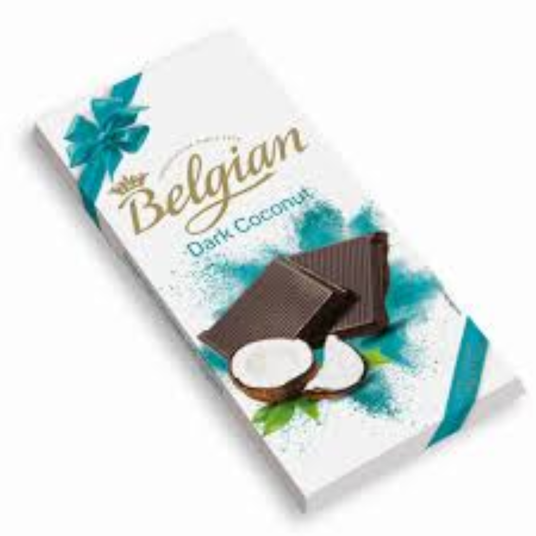 THE BELGIAN DARK COCONUT CHOCOLATE BAR 100G